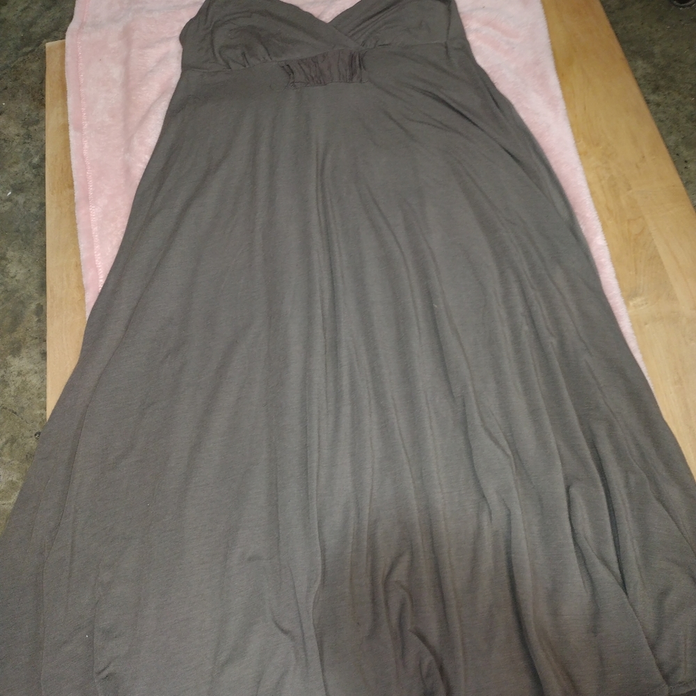 Greyish green flowy midi dress. Sz lrg